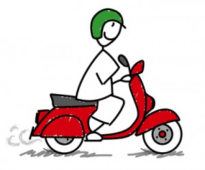 Jeune homme en scooter